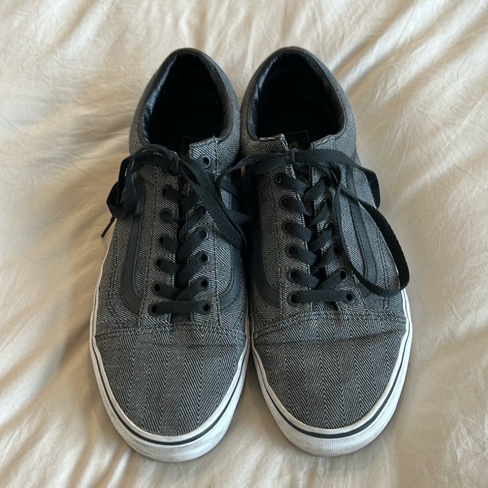 Men’s Like New Vans Old Skool Herringbone Black Gray